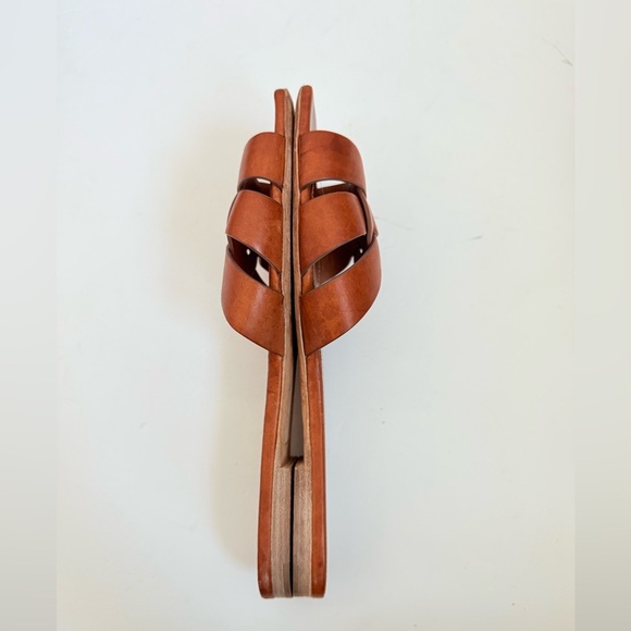 Saint Laurent Cognac Brown Leather Tribute open toe flat slide sandals EU 39.5 - Picture 4 of 11